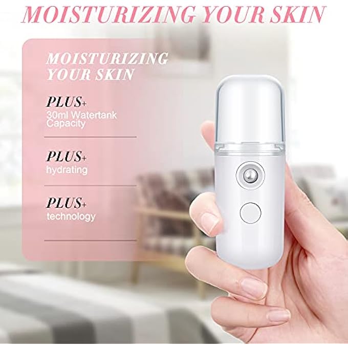 Excefore PORTABLE USB RECHARGEABLE NANO FACIAL MISTER SET, 30ML MINI FACE HUMIDIFIER & HYDRATING SPRAYER, IDEAL FOR SKINCARE AND MAKEUP, DUAL COLORS (BLACK & WHITE), 2 PACK - Image 4